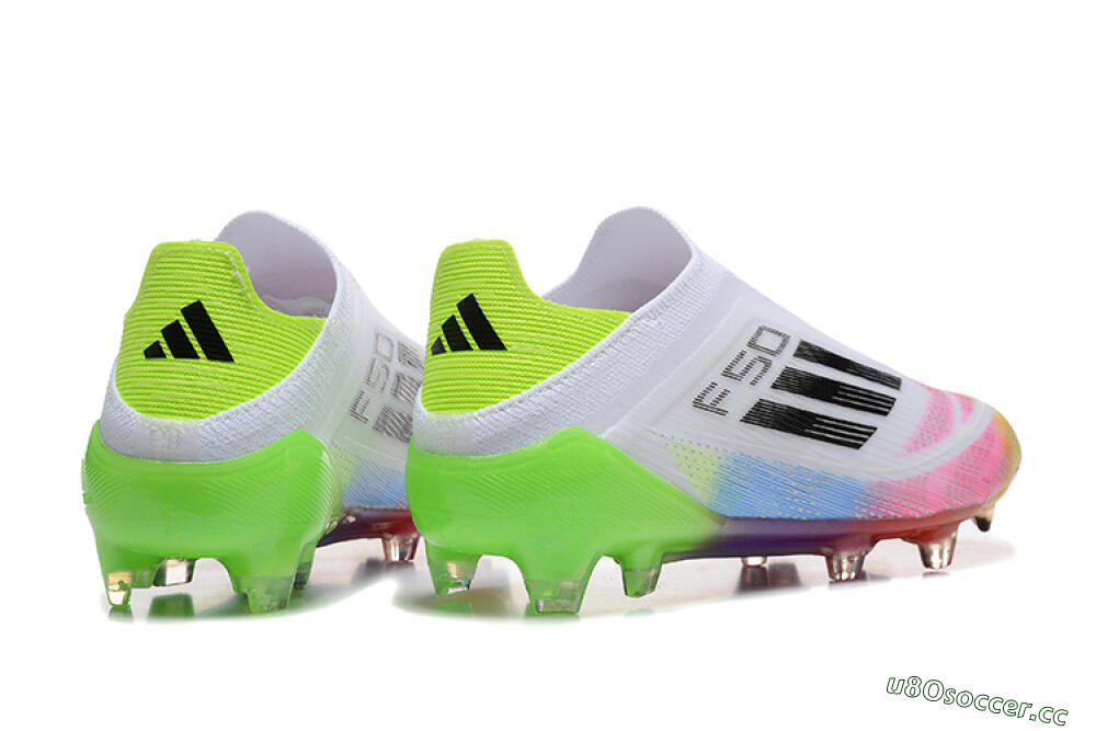 Men's Adidas F50 Elite Laceless FG Firm Ground Low-Tops Football Boots - White/Gold/Pink/Blue/Yellow 6