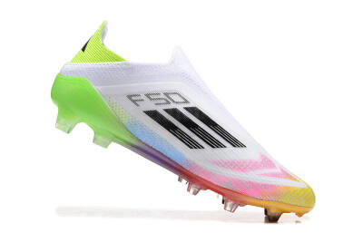 Men's Adidas F50 Elite Laceless FG Firm Ground Low-Tops Football Boots - White/Gold/Pink/Blue/Yellow