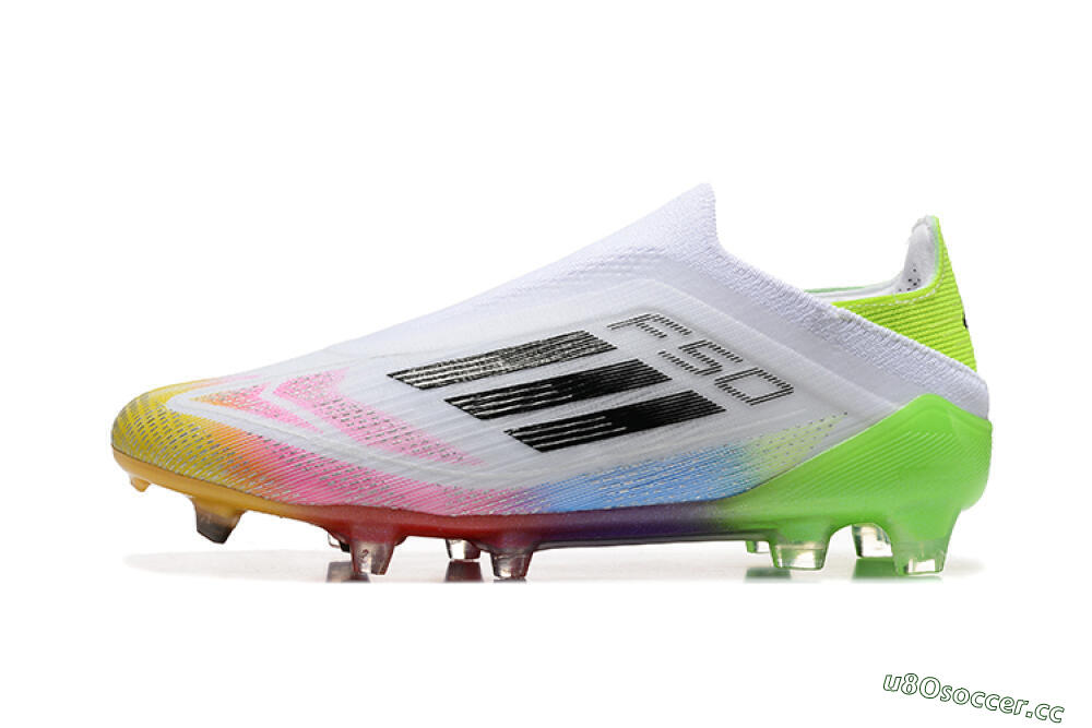 Men's Adidas F50 Elite Laceless FG Firm Ground Low-Tops Football Boots - White/Gold/Pink/Blue/Yellow 0