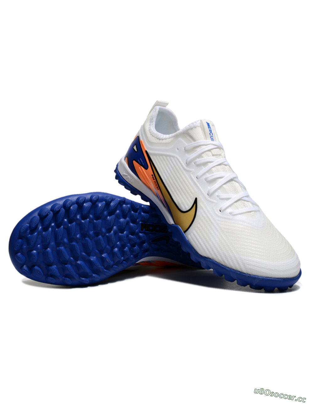 Unisex Nike Air Zoom Mercurial Vapor 16 Elite TF Artificial Turf Low-Tops Football Shoes - White/Gold/Orange/Blue 3