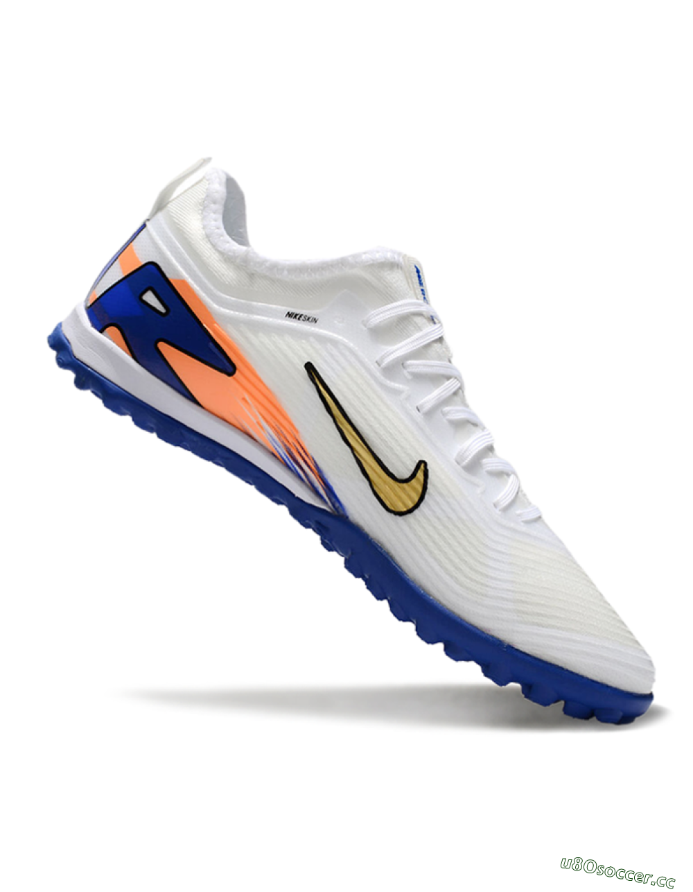 Unisex Nike Air Zoom Mercurial Vapor 16 Elite TF Artificial Turf Low-Tops Football Shoes - White/Gold/Orange/Blue 4