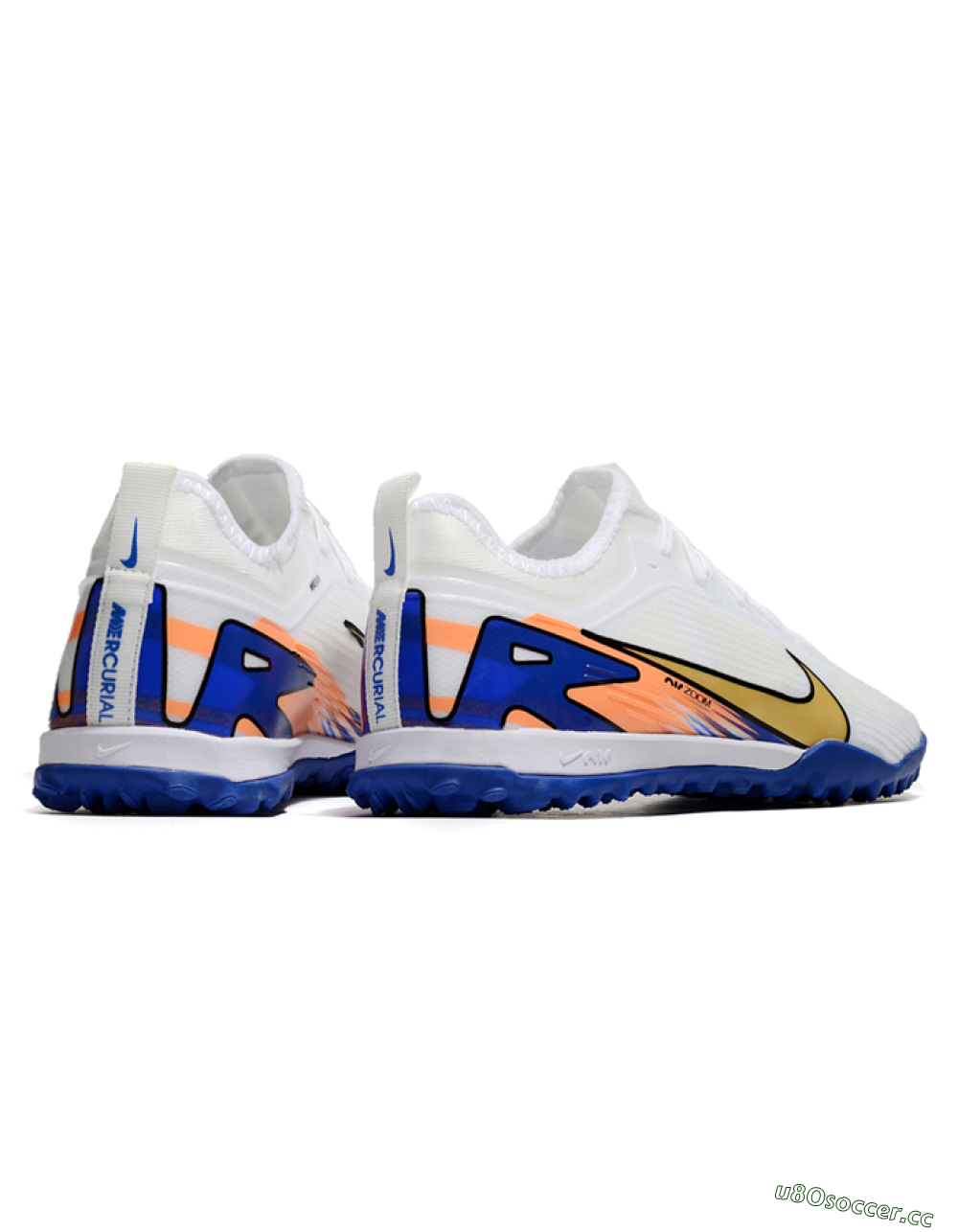 Unisex Nike Air Zoom Mercurial Vapor 16 Elite TF Artificial Turf Low-Tops Football Shoes - White/Gold/Orange/Blue 6