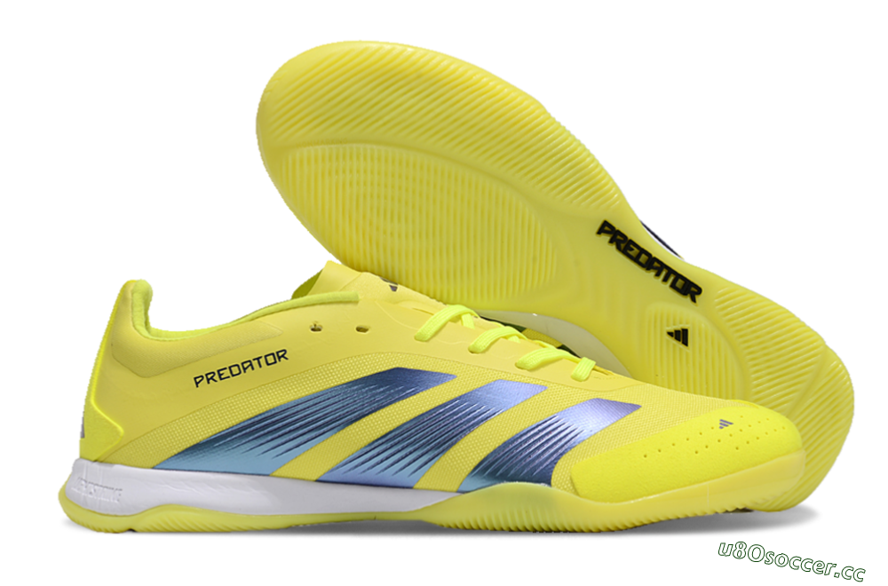 Unisex Adidas Predator 24 Elite IC Indoor & Futsal Low-Tops Football Shoes - Yellow/Blue/White 2