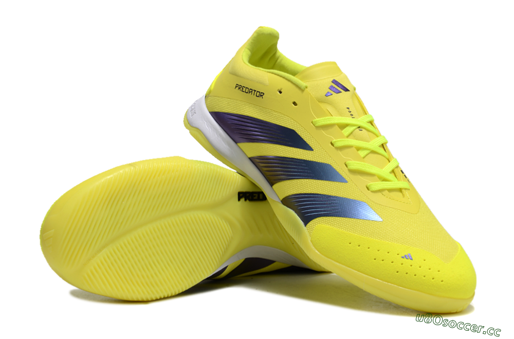 Unisex Adidas Predator 24 Elite IC Indoor & Futsal Low-Tops Football Shoes - Yellow/Blue/White 3