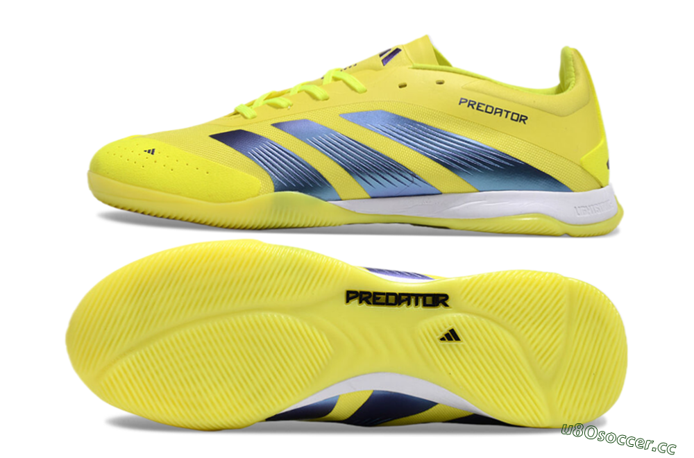 Unisex Adidas Predator 24 Elite IC Indoor & Futsal Low-Tops Football Shoes - Yellow/Blue/White 1