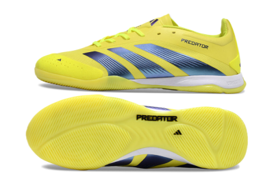 Unisex Adidas Predator 24 Elite IC Indoor & Futsal Low-Tops Football Shoes - Yellow/Blue/White
