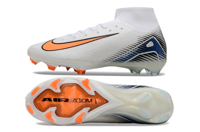 Unisex Nike Air Zoom Mercurial Superfly 10 Elite FG Firm Ground High-Tops Football Boots - White/Orange/Blue
