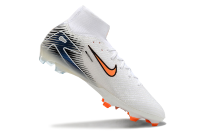 Unisex Nike Air Zoom Mercurial Superfly 10 Elite FG Firm Ground High-Tops Football Boots - White/Orange/Blue