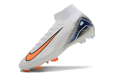 Unisex Nike Air Zoom Mercurial Superfly 10 Elite FG Firm Ground High-Tops Football Boots - White/Orange/Blue