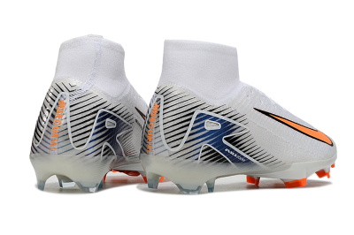 Unisex Nike Air Zoom Mercurial Superfly 10 Elite FG Firm Ground High-Tops Football Boots - White/Orange/Blue