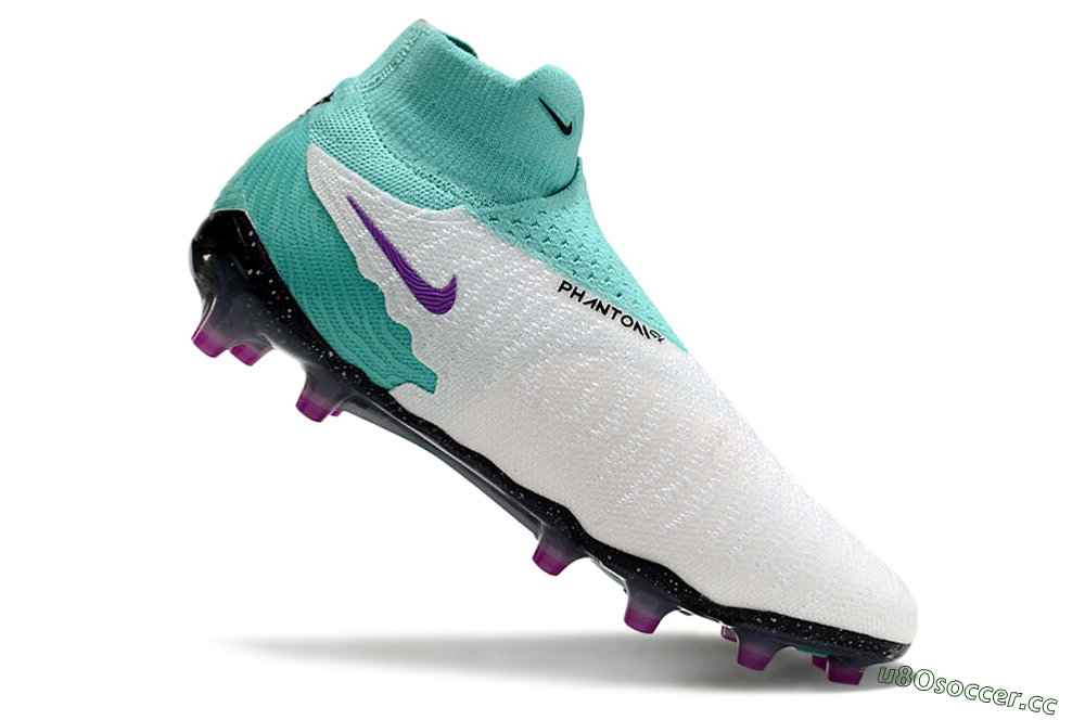 Unisex Nike Phantom GX Elite AG Artificial Grass High-Tops Football Boots - White/Black/Jade/Purple 5