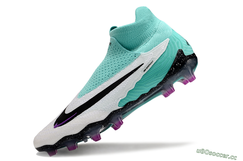 Unisex Nike Phantom GX Elite AG Artificial Grass High-Tops Football Boots - White/Black/Jade/Purple 6