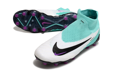 Unisex Nike Phantom GX Elite AG Artificial Grass High-Tops Football Boots - White/Black/Jade/Purple