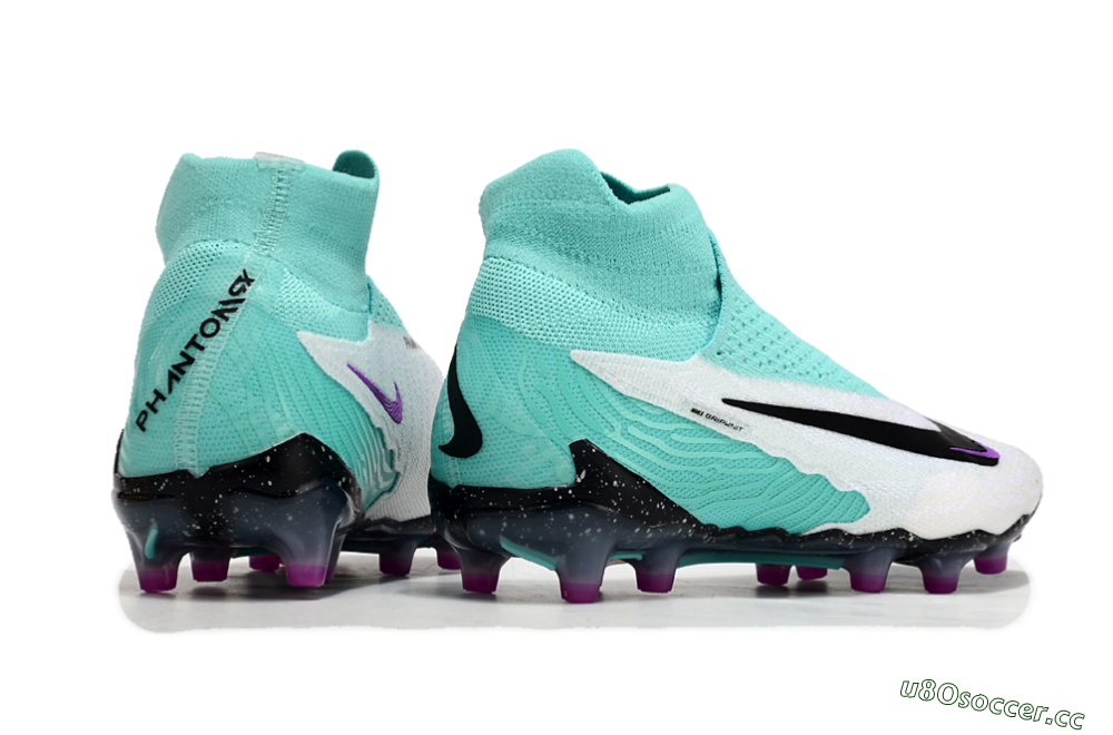 Unisex Nike Phantom GX Elite AG Artificial Grass High-Tops Football Boots - White/Black/Jade/Purple 7