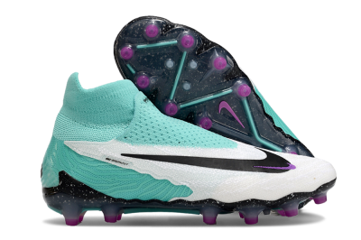 Unisex Nike Phantom GX Elite AG Artificial Grass High-Tops Football Boots - White/Black/Jade/Purple