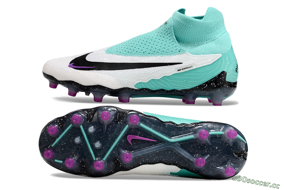 Unisex Nike Phantom GX Elite AG Artificial Grass High-Tops Football Boots - White/Black/Jade/Purple 1