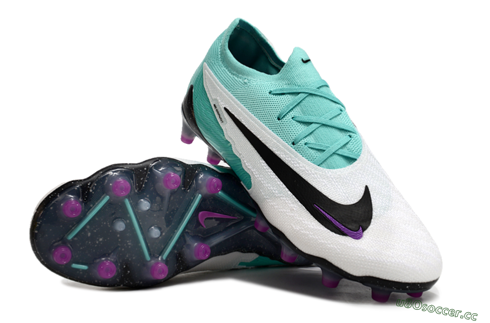 Unisex Nike Phantom GX Elite AG Artificial Grass Low-Tops Football Boots - White/Black/Jade/Purple 4