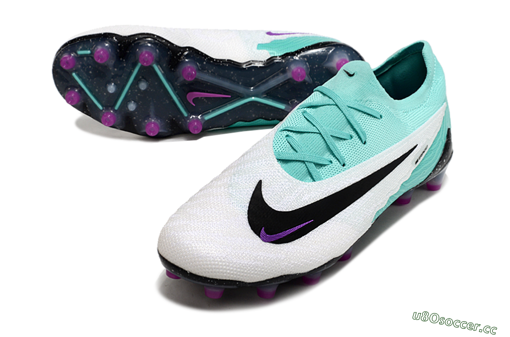 Unisex Nike Phantom GX Elite AG Artificial Grass Low-Tops Football Boots - White/Black/Jade/Purple 3