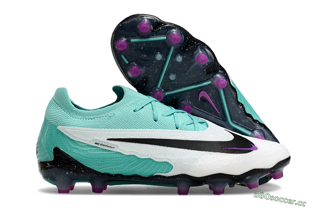 Unisex Nike Phantom GX Elite AG Artificial Grass Low-Tops Football Boots - White/Black/Jade/Purple 2