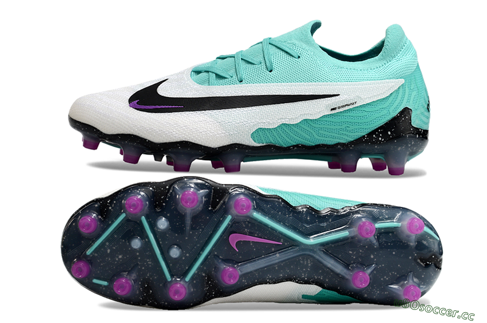 Unisex Nike Phantom GX Elite AG Artificial Grass Low-Tops Football Boots - White/Black/Jade/Purple 1