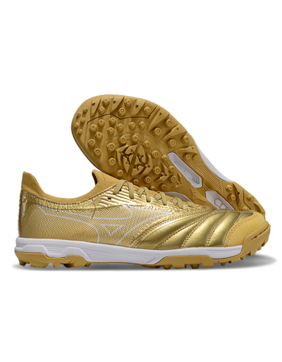 Men's Mizuno Morelia Neo Sala TF Artificial Turf Low-Tops Football Shoes - Gold/White