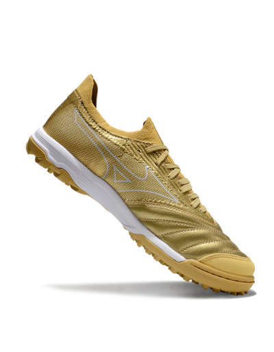 Men's Mizuno Morelia Neo Sala TF Artificial Turf Low-Tops Football Shoes - Gold/White