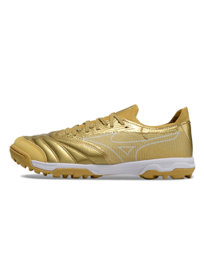 Men's Mizuno Morelia Neo Sala TF Artificial Turf Low-Tops Football Shoes - Gold/White