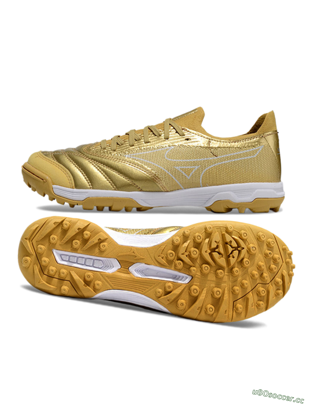 Men's Mizuno Morelia Neo Sala TF Artificial Turf Low-Tops Football Shoes - Gold/White 1