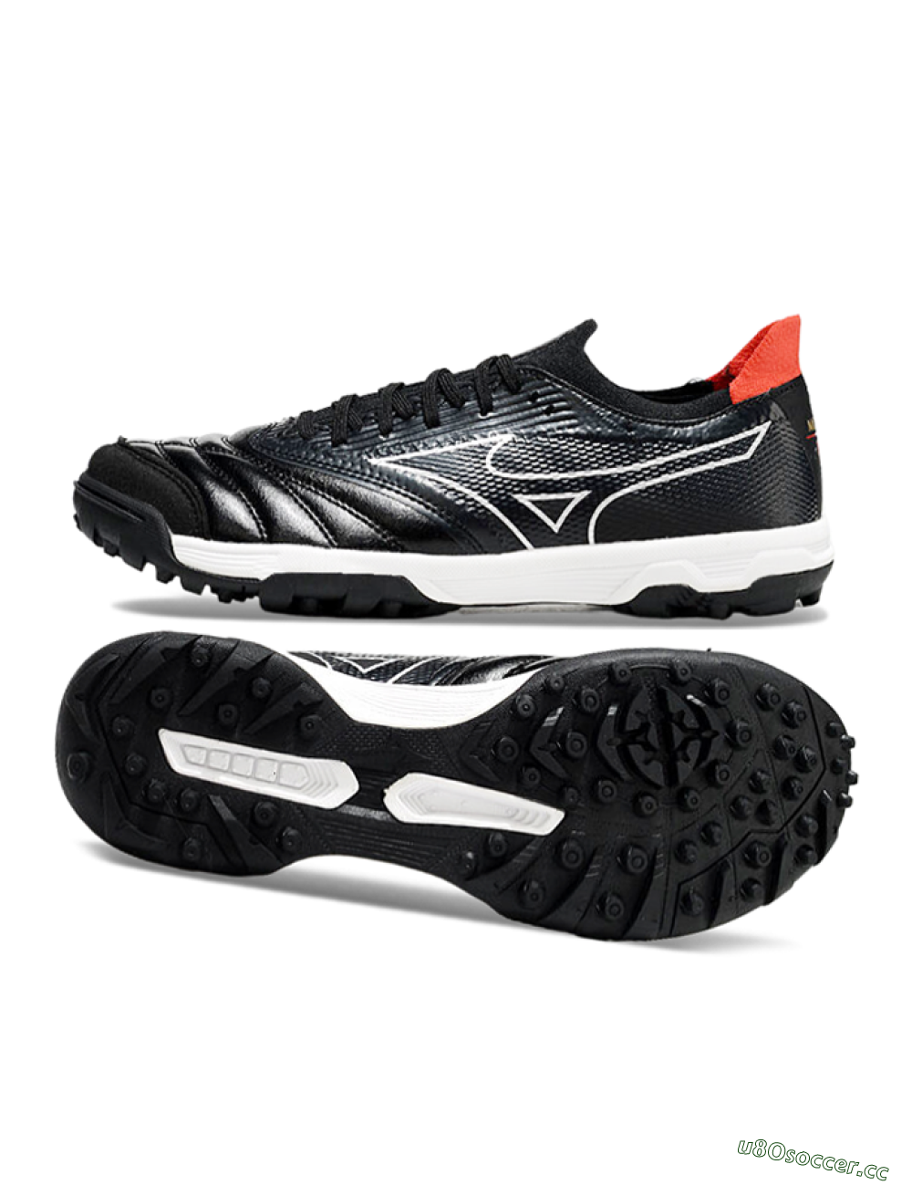 Men's Mizuno Morelia Neo Sala TF Artificial Turf Low-Tops Football Shoes - Black/White/Red 1