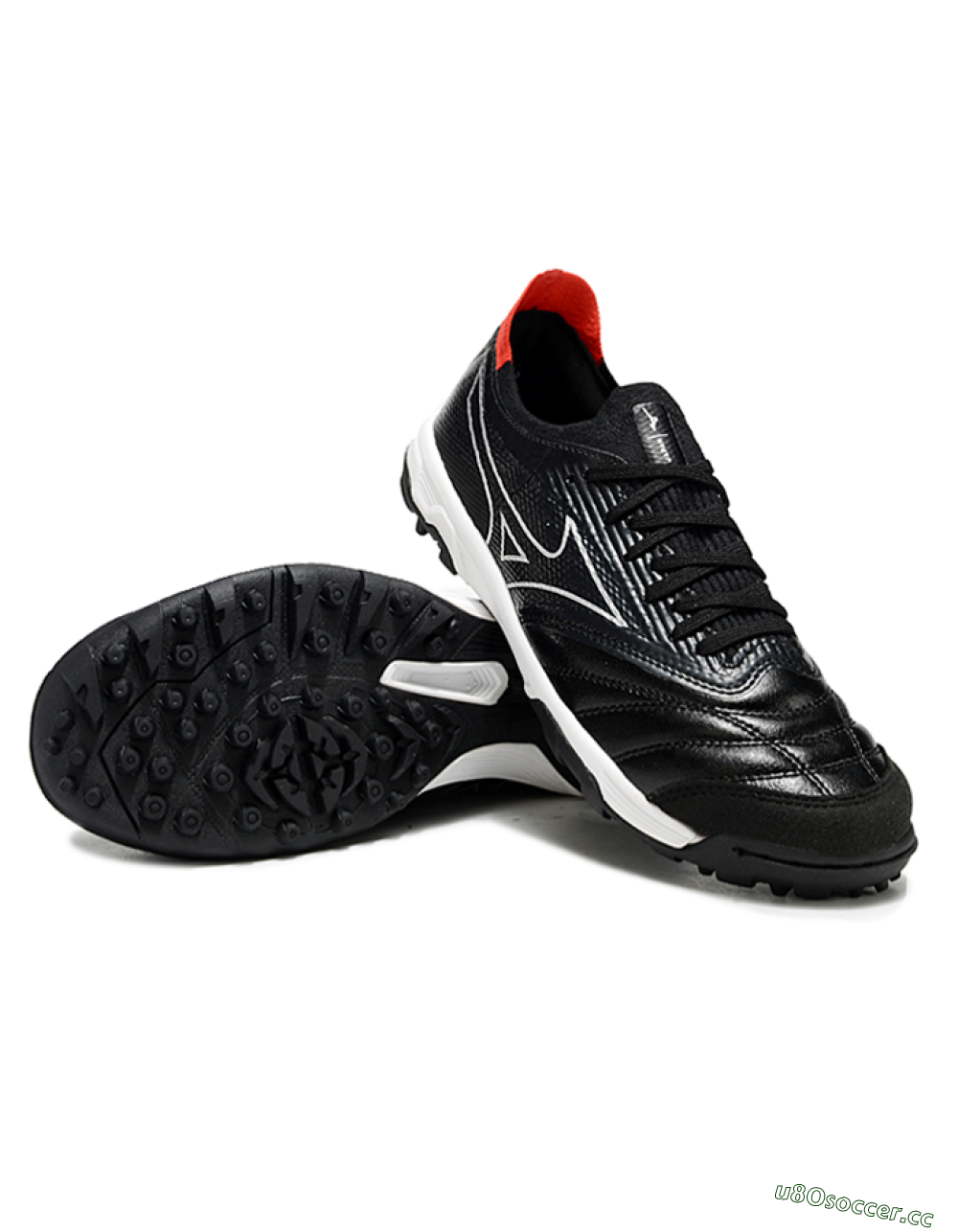 Men's Mizuno Morelia Neo Sala TF Artificial Turf Low-Tops Football Shoes - Black/White/Red 3