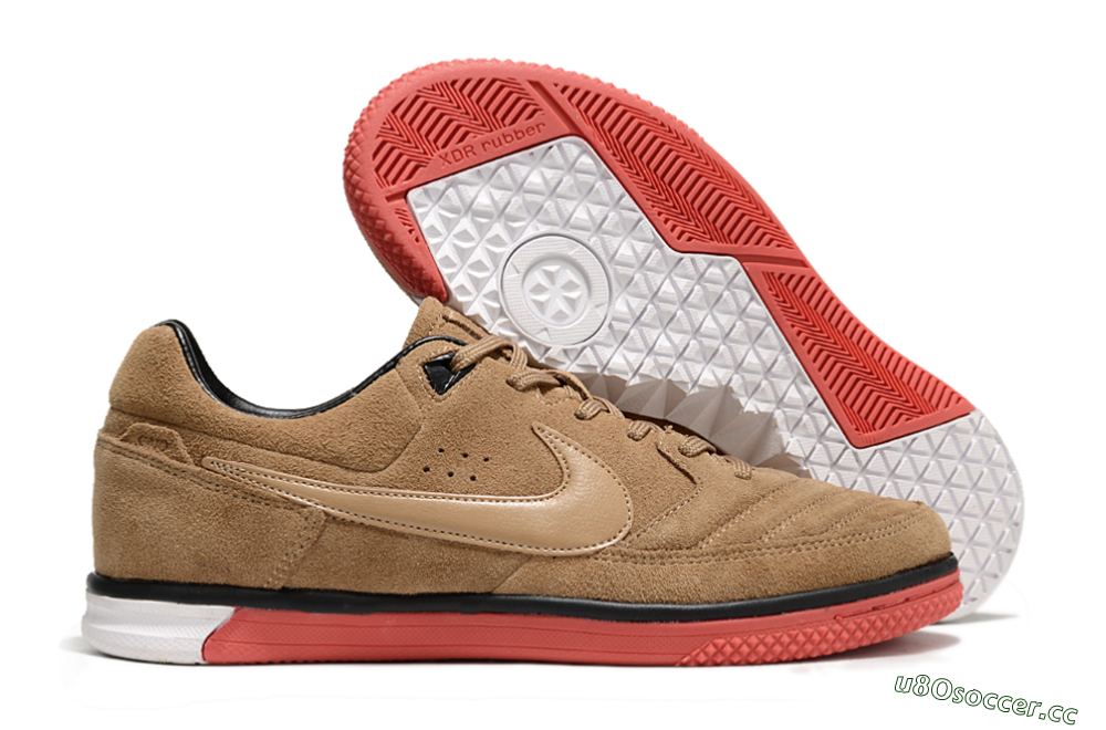 Men's Nike Street Gato IC Indoor & Futsal Low-Tops Football Shoes - Brown/Red/White 2