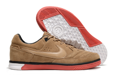 Men's Nike Street Gato IC Indoor & Futsal Low-Tops Football Shoes - Brown/Red/White