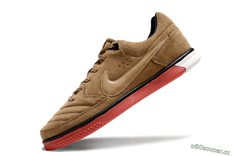 Men's Nike Street Gato IC Indoor & Futsal Low-Tops Football Shoes - Brown/Red/White 5
