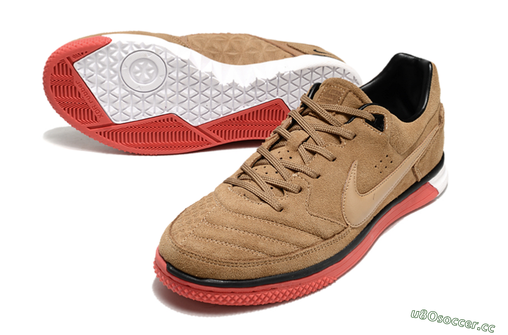 Men's Nike Street Gato IC Indoor & Futsal Low-Tops Football Shoes - Brown/Red/White 3