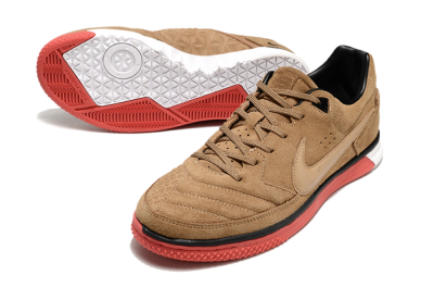 Men's Nike Street Gato IC Indoor & Futsal Low-Tops Football Shoes - Brown/Red/White