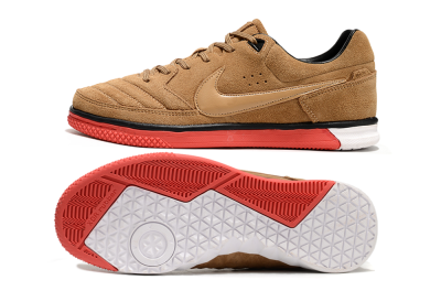 Men's Nike Street Gato IC Indoor & Futsal Low-Tops Football Shoes - Brown/Red/White