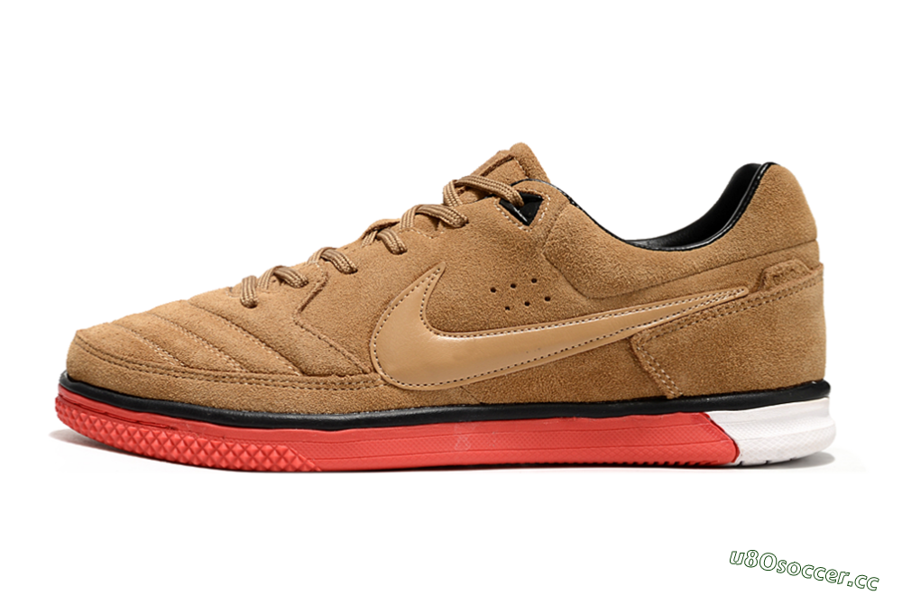 Men's Nike Street Gato IC Indoor & Futsal Low-Tops Football Shoes - Brown/Red/White 0