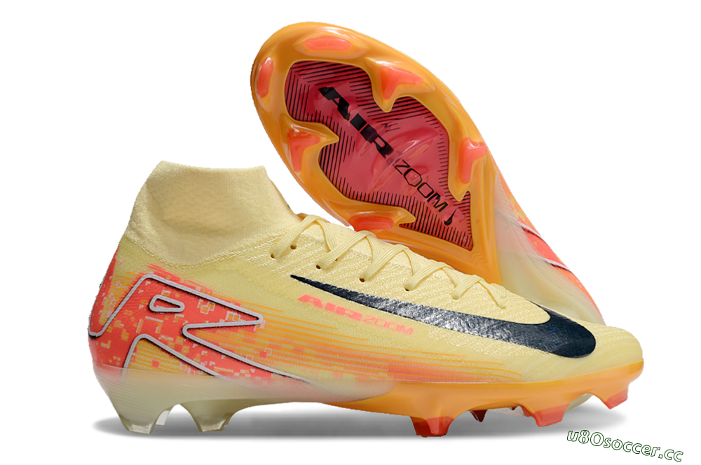 Men's Nike Air Zoom Mercurial Superfly 10 Elite FG Firm Ground High-Tops Football Boots - Yellow/Red/Black 2