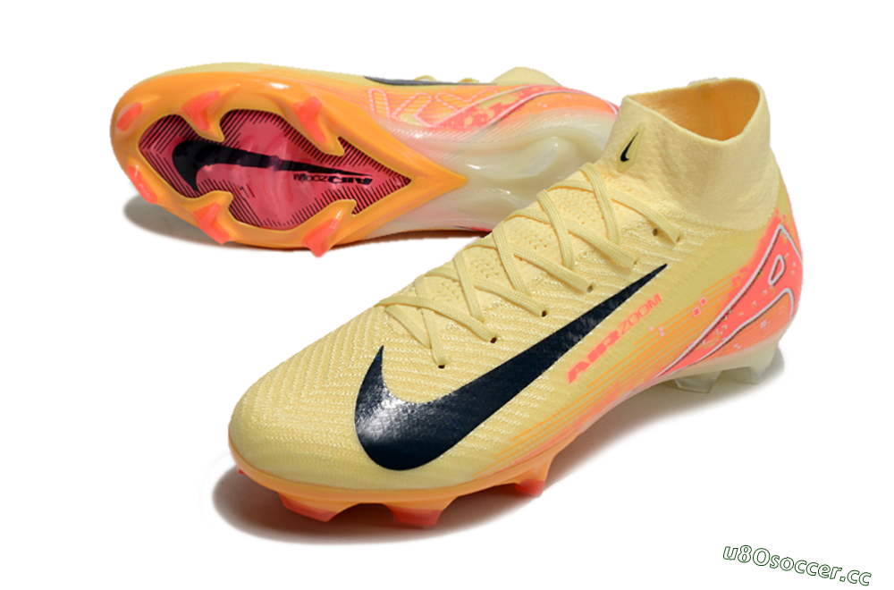 Men's Nike Air Zoom Mercurial Superfly 10 Elite FG Firm Ground High-Tops Football Boots - Yellow/Red/Black 3