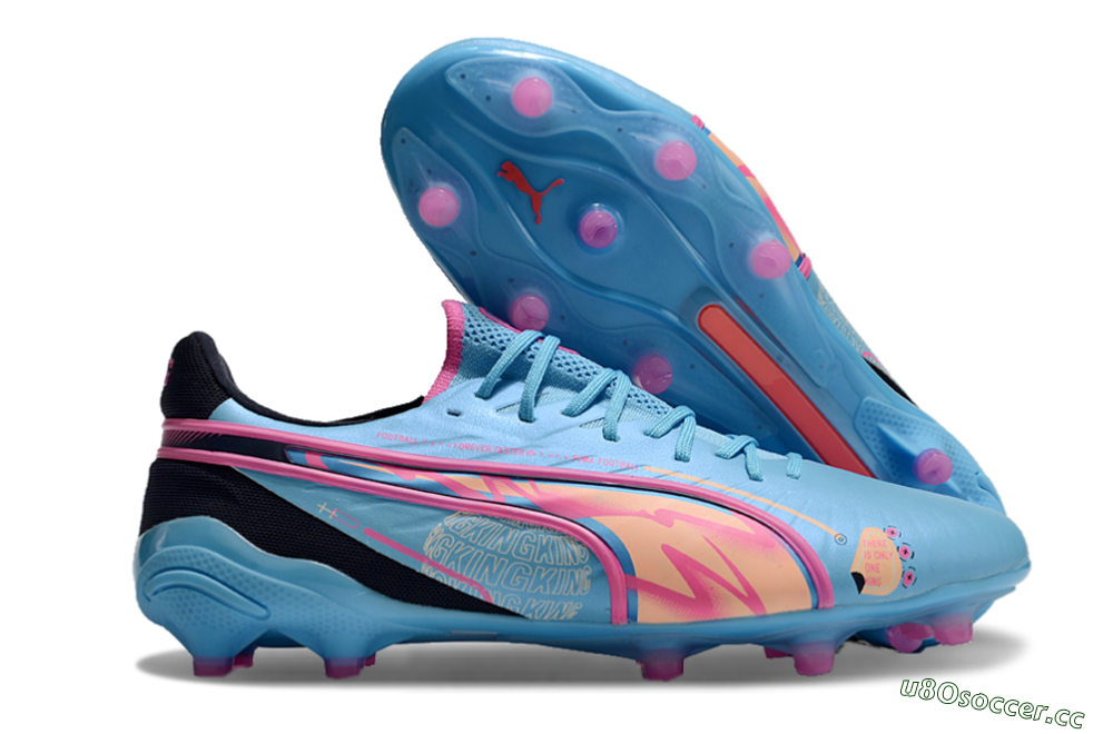 Men's Puma Ultra Ultimate FG Firm Ground Low-Tops Football Boots - Blue/Pink/Black 2