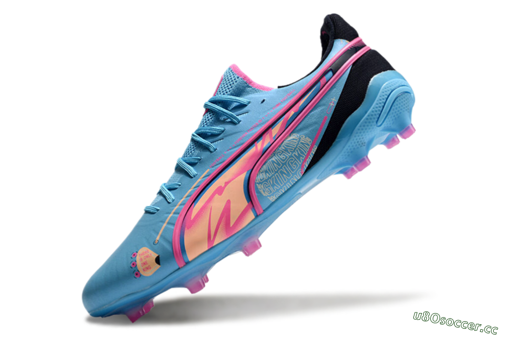 Men's Puma Ultra Ultimate FG Firm Ground Low-Tops Football Boots - Blue/Pink/Black 5