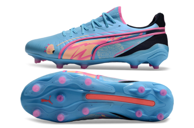Men's Puma Ultra Ultimate FG Firm Ground Low-Tops Football Boots - Blue/Pink/Black