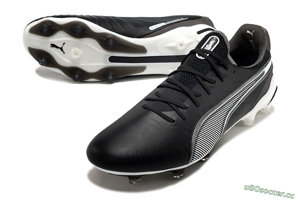 Men's Puma Ultra Ultimate FG Firm Ground Low-Tops Football Boots - Black/White/Grey 3