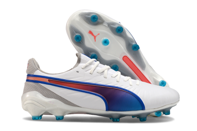 Men's Puma Ultra Ultimate FG Firm Ground Low-Tops Football Boots - White/Blue/Red