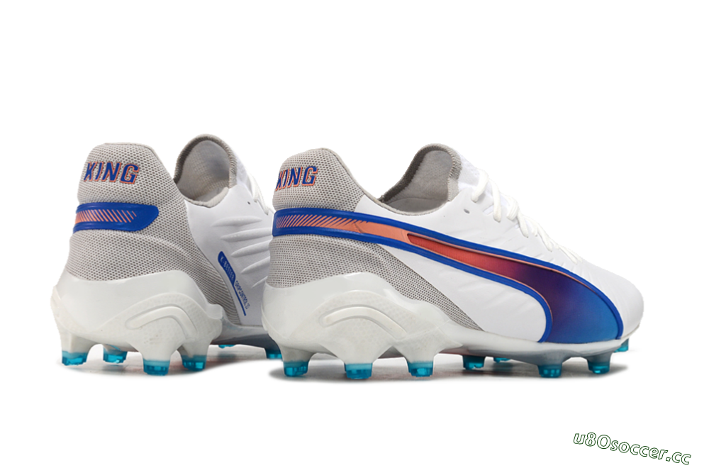 Men's Puma Ultra Ultimate FG Firm Ground Low-Tops Football Boots - White/Blue/Red 6