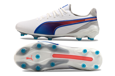 Men's Puma Ultra Ultimate FG Firm Ground Low-Tops Football Boots - White/Blue/Red