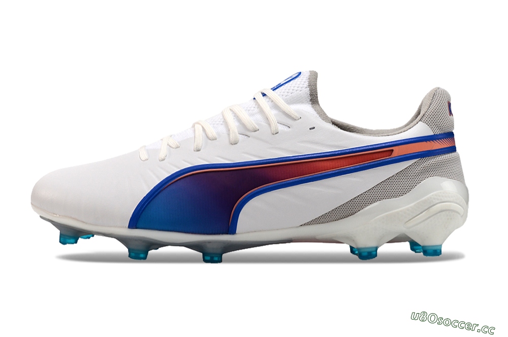 Men's Puma Ultra Ultimate FG Firm Ground Low-Tops Football Boots - White/Blue/Red 0