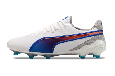 Men's Puma Ultra Ultimate FG Firm Ground Low-Tops Football Boots - White/Blue/Red