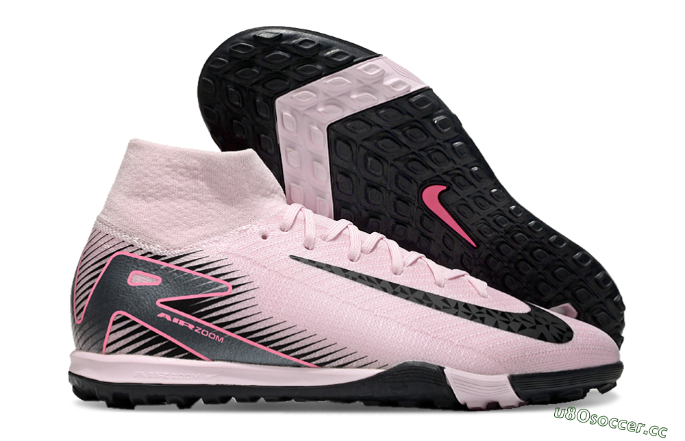 Men's Nike Air Zoom Mercurial Superfly 10 Elite TF Artificial Turf High-Tops Football Shoes - Pink/Black 2