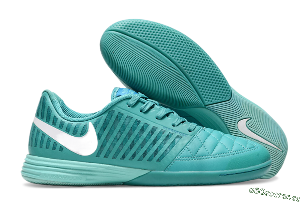 Men's Nike Lunar Gato 2 IC Indoor & Futsal Low-Tops Football Shoes - Jade/White 2